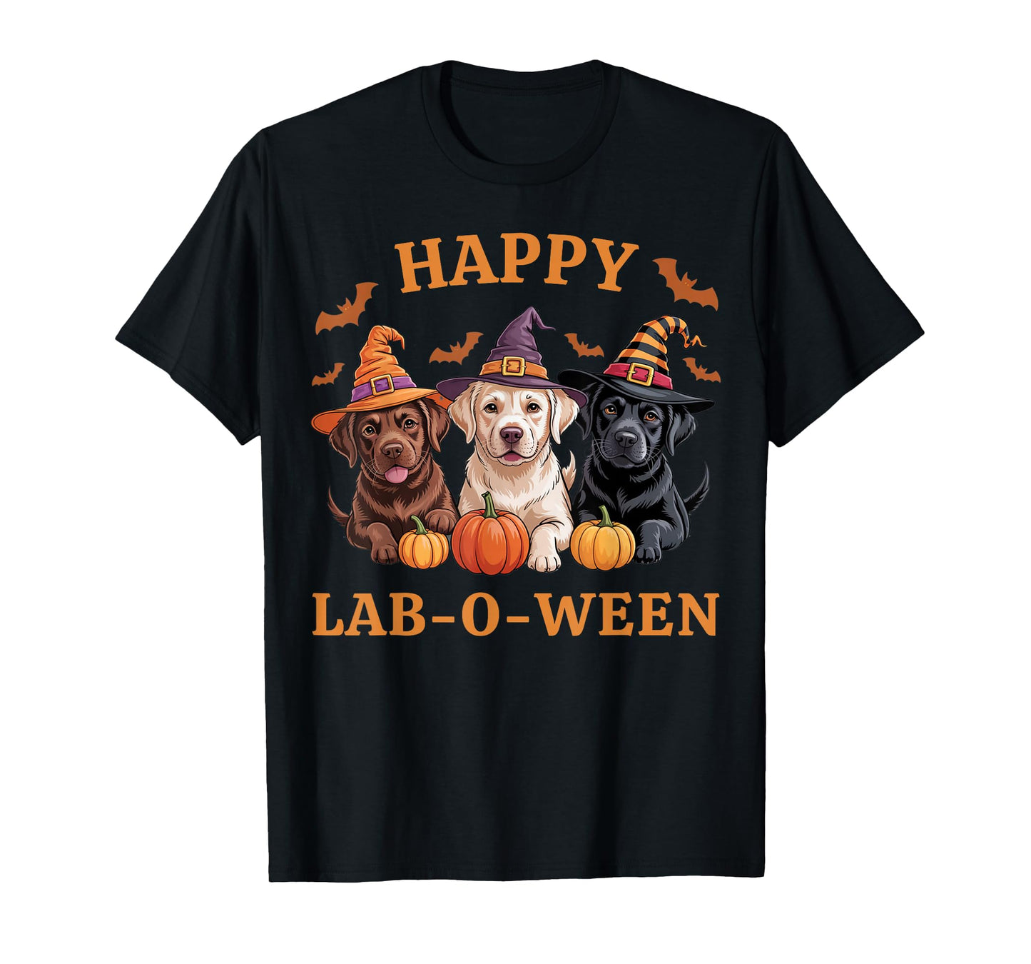 Happy Lab-O-Ween Labrador Pumpkin Witch Hat Spooky Squad T-Shirt