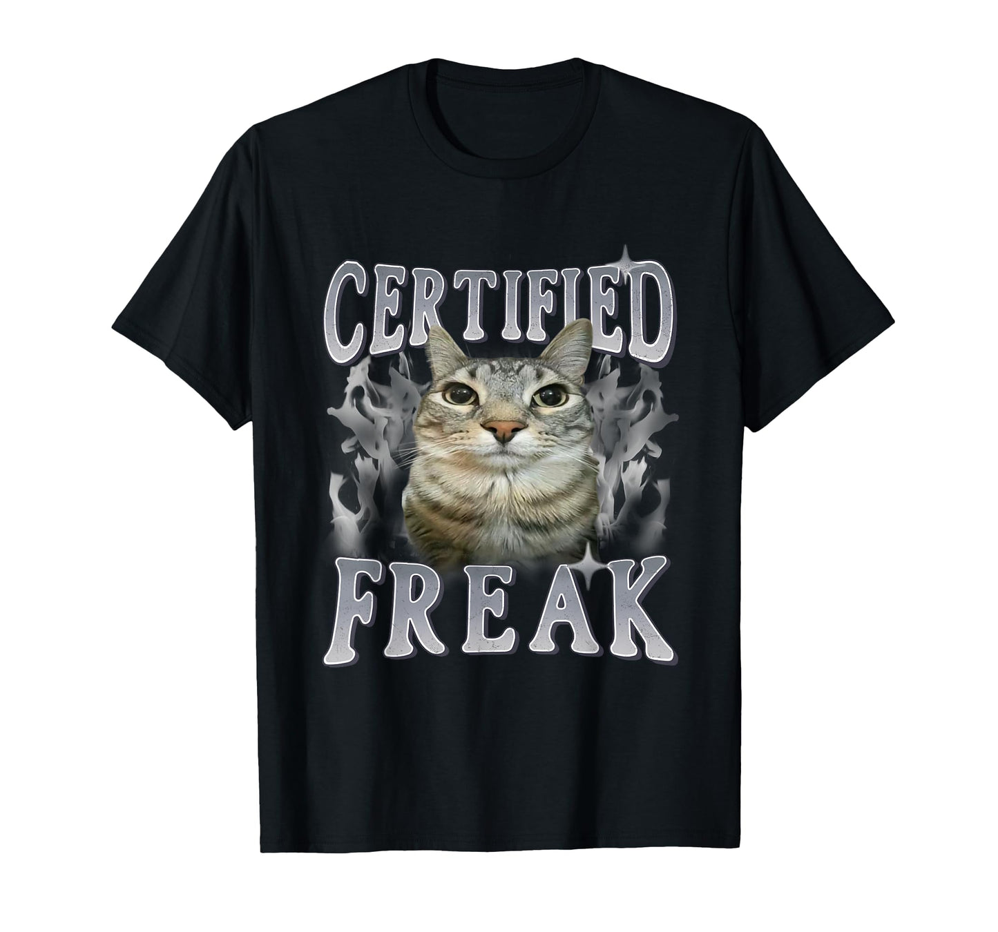 Certified Freak Funny Cat Meme Vintage Kitty Graphic T-Shirt