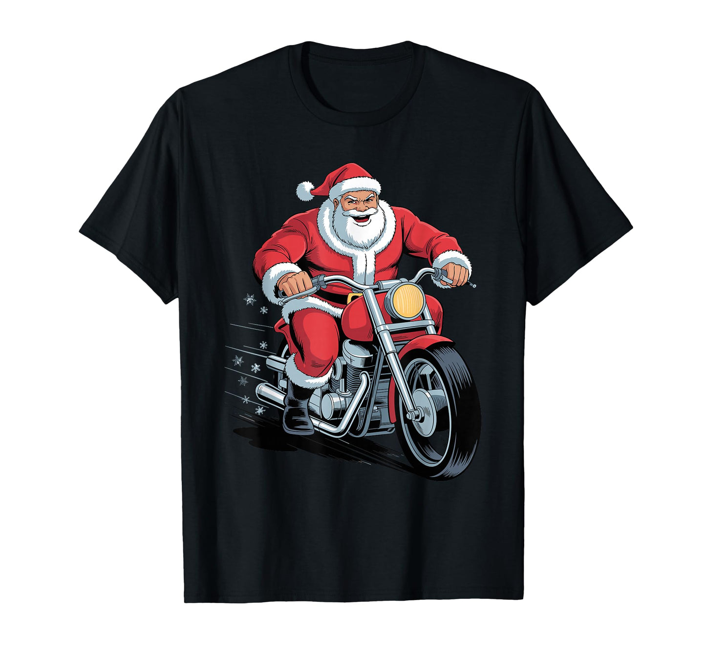 Santa Riding Motorcycle Funny Holiday Christmas Xmas T-Shirt