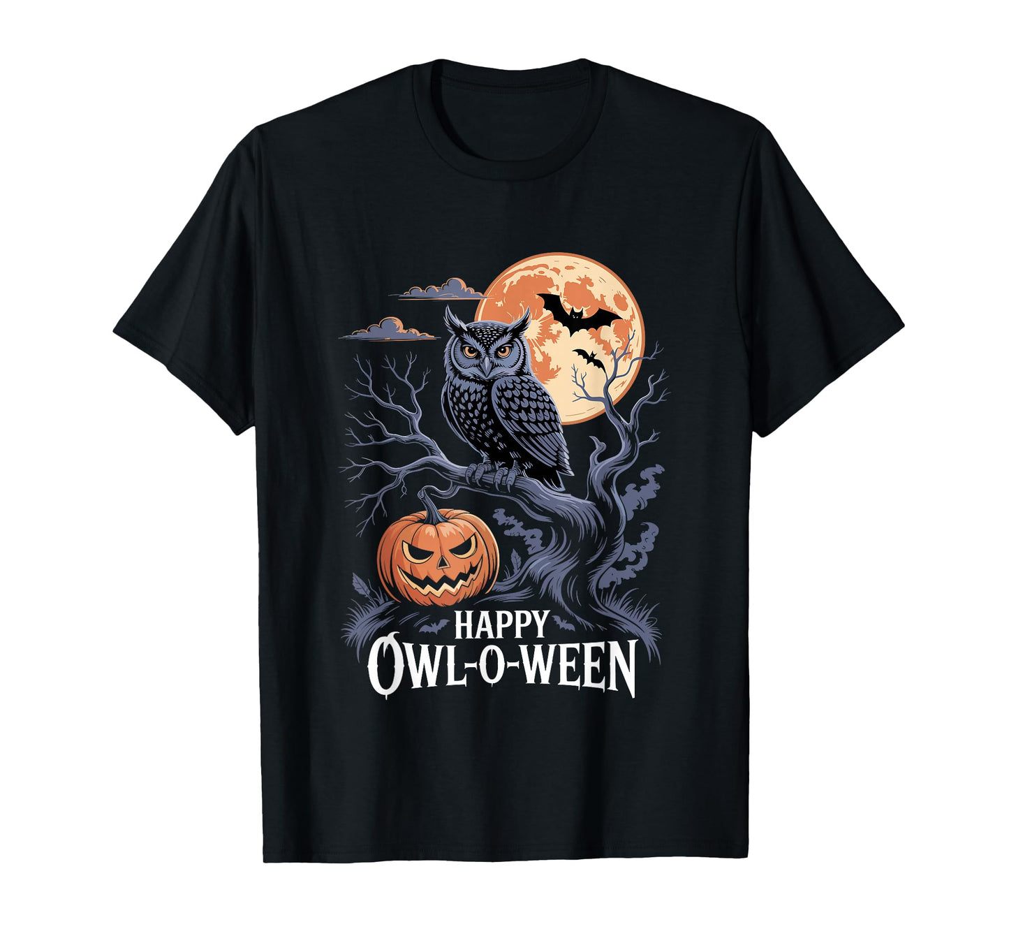 Happy Owl-O-Ween Cute Funny Owl Witch Hat Halloween T-Shirt