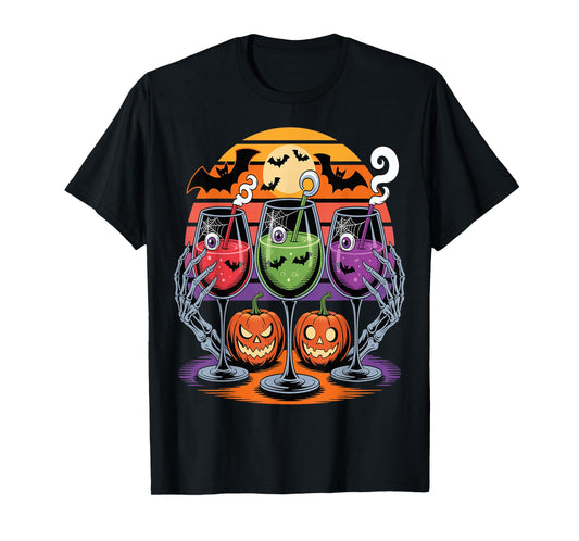 Glasses of Wine Halloween Costume Funny Spooky Tee T-Shirt