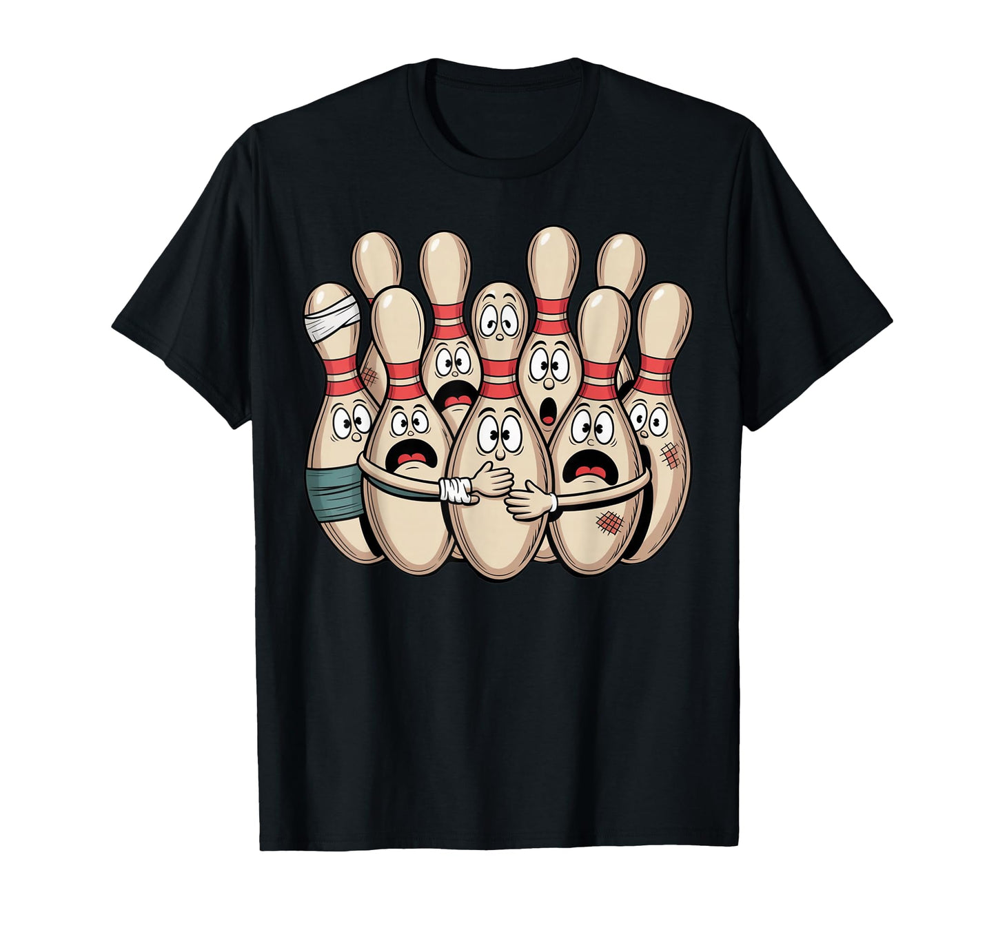 Vintage Cartoon Bowling Funny Scared Bowling T-Shirt