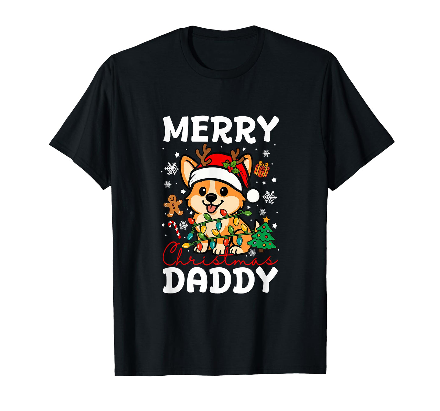 Merry Christmas Daddy Santa Corgi Funny Owner Lover Family T-Shirt