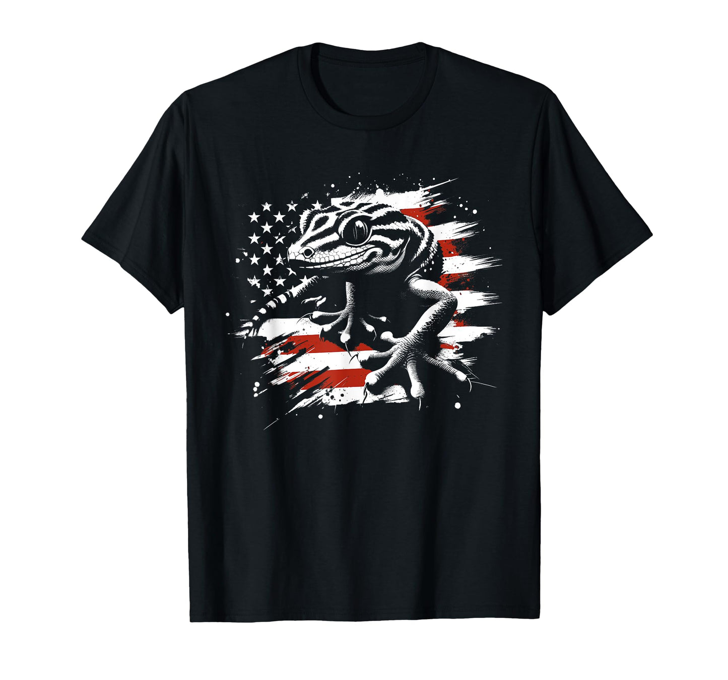 Gecko American Flag - Patriotic USA Lizard Reptiles Lover T-Shirt