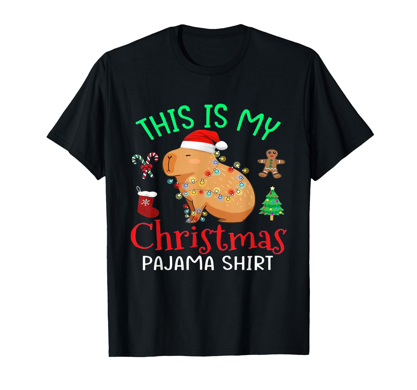 Capybara This is My Christmas Pajama Capy Santa Men Women T-Shirt