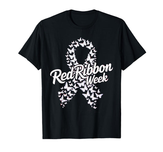 Red Ribbon Week 2025 HOPE LOVE SUPPORT Red Ribbon Week T-Shirt