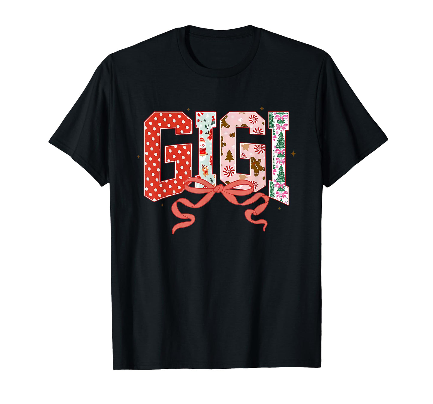 Gigi Cute Pink Coquette Bow Christmas Matching Family Xmas T-Shirt