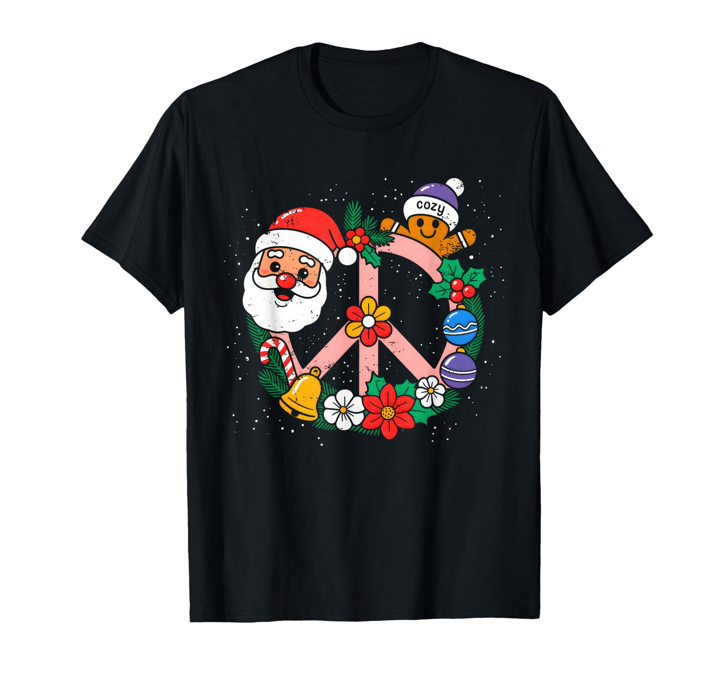 Retro Groovy Christmas Santa Claus Gingerbeard Xmas Vibes T-Shirt