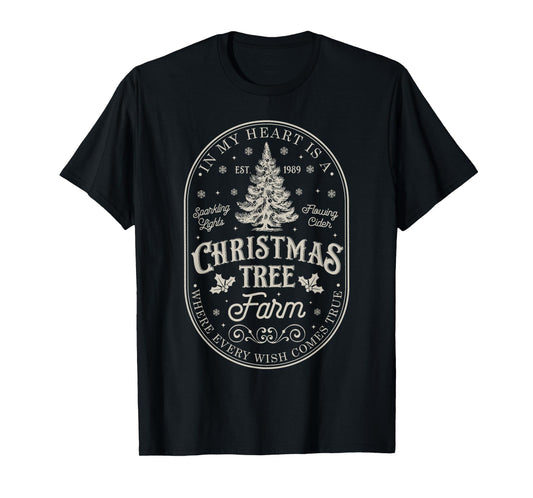 In My Heart Is A Christmas Xmas Tree Farm Vintage Clothing T-Shirt