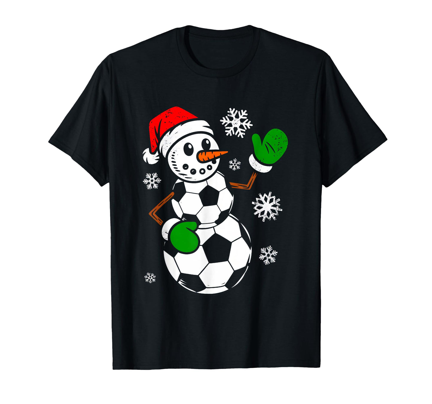 Soccer Santa Hat Snowman Xmas Funny Soccer Lover Christmas T-Shirt