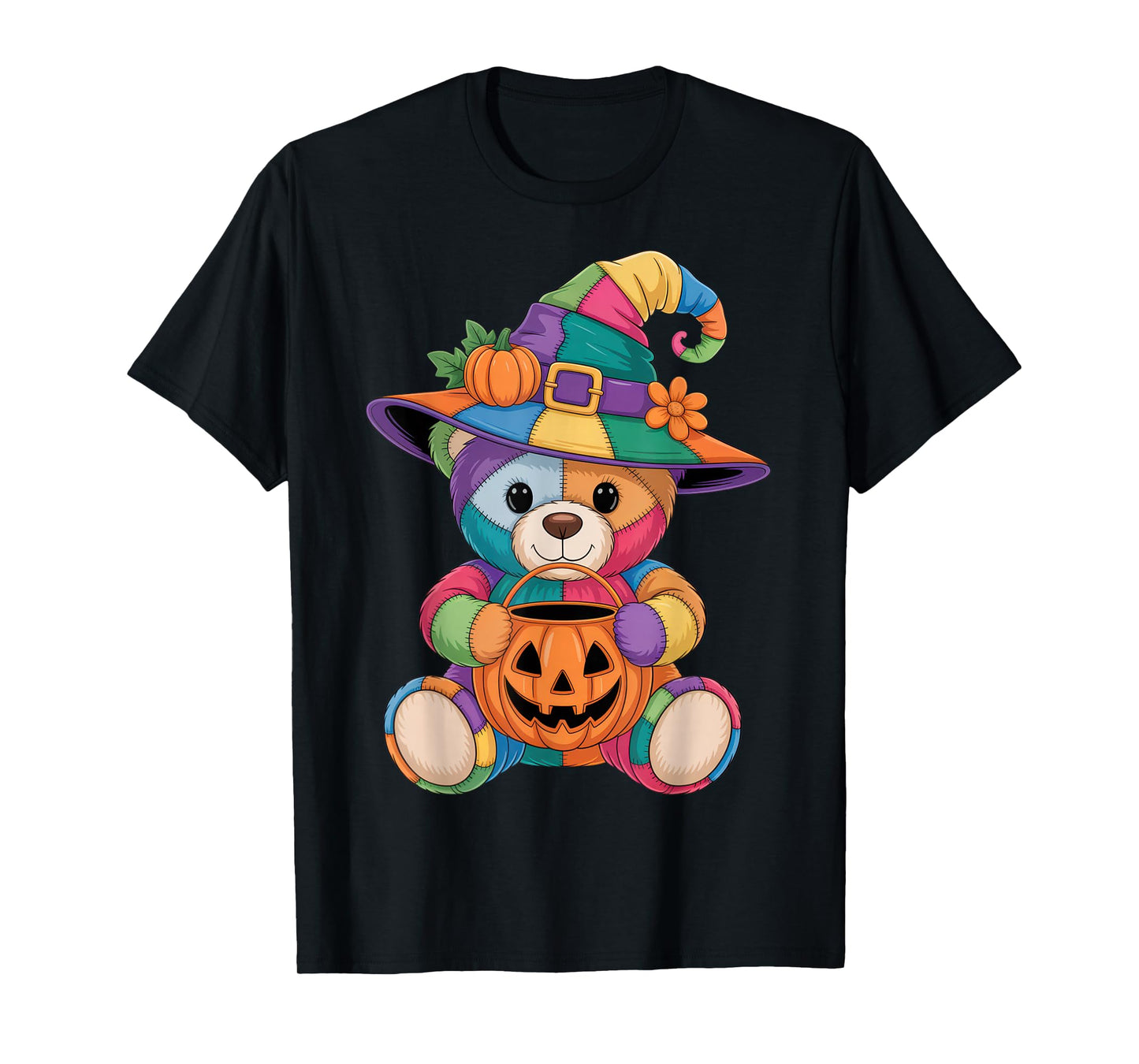 Colorful Witch Teddy Bear Kids Halloween Party Cute Costume T-Shirt