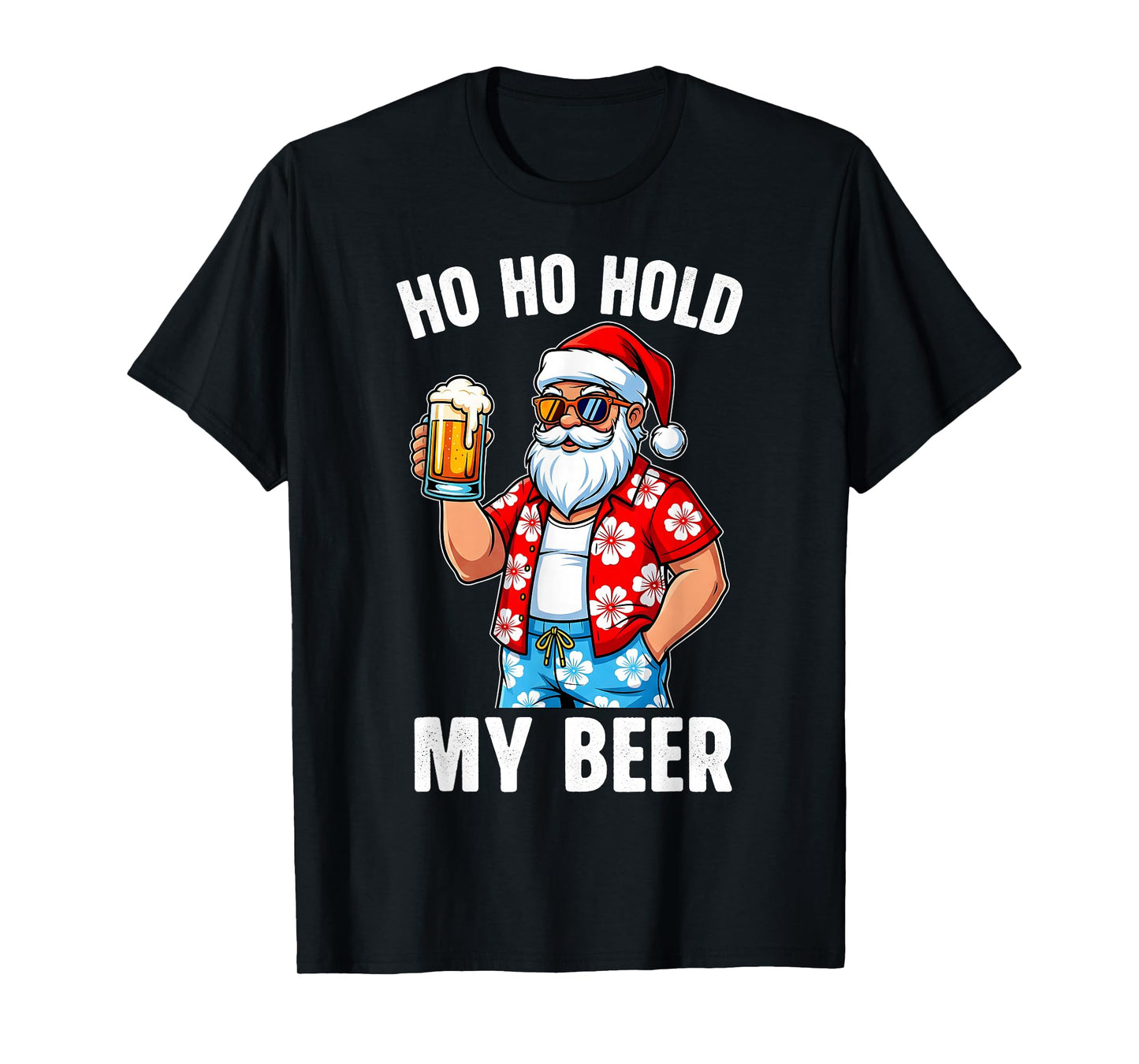 Funny Santa with Sunglasses and Beer Christmas in July T-Shirt