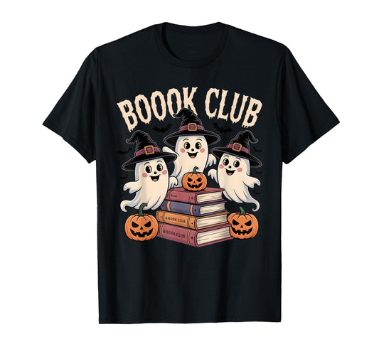 Boo Ghost Book Club Books Halloween Teacher School Outfit T-Shirt