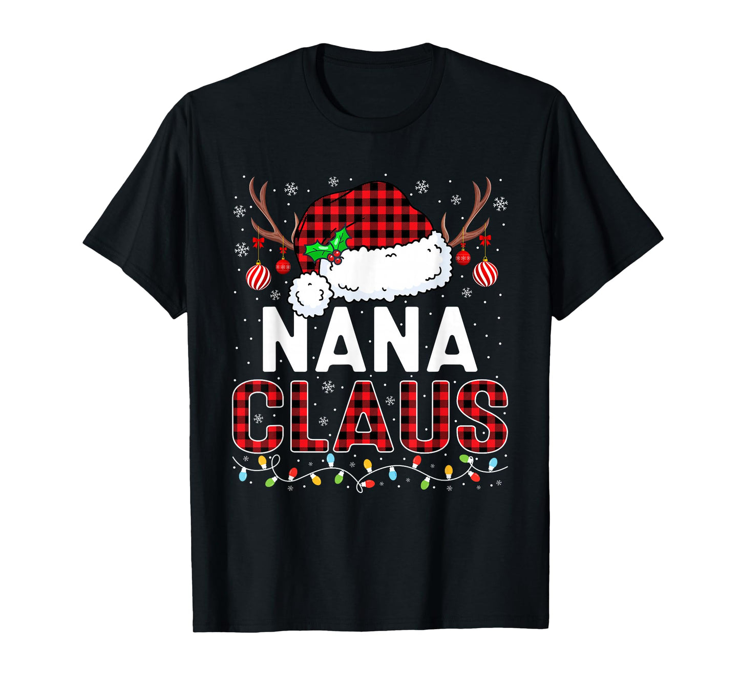 Christmas Lights Nana Claus Family Matching Xmas Pajama T-Shirt
