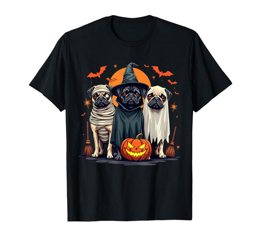 Pug Halloween Costume Mom Witch Ghost Dog Lover T-Shirt