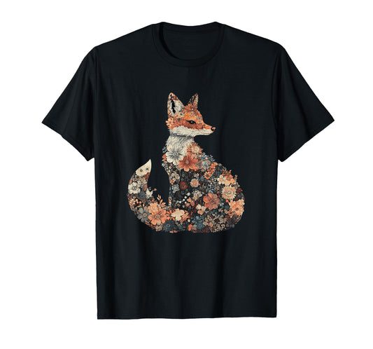 Floral Fox – Cottagecore Woodland Animal T-Shirt