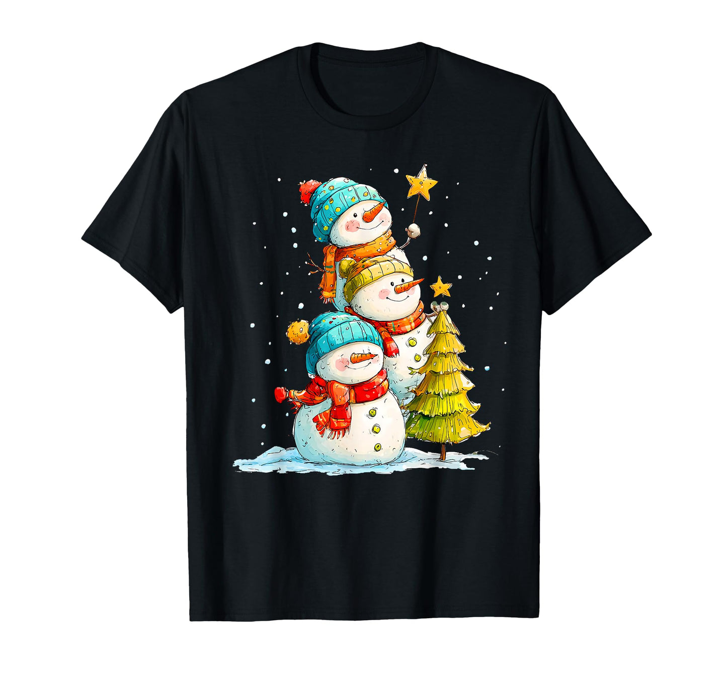 Funny Snowman Snowflake Merry Christmas Xmas Family Holiday T-Shirt