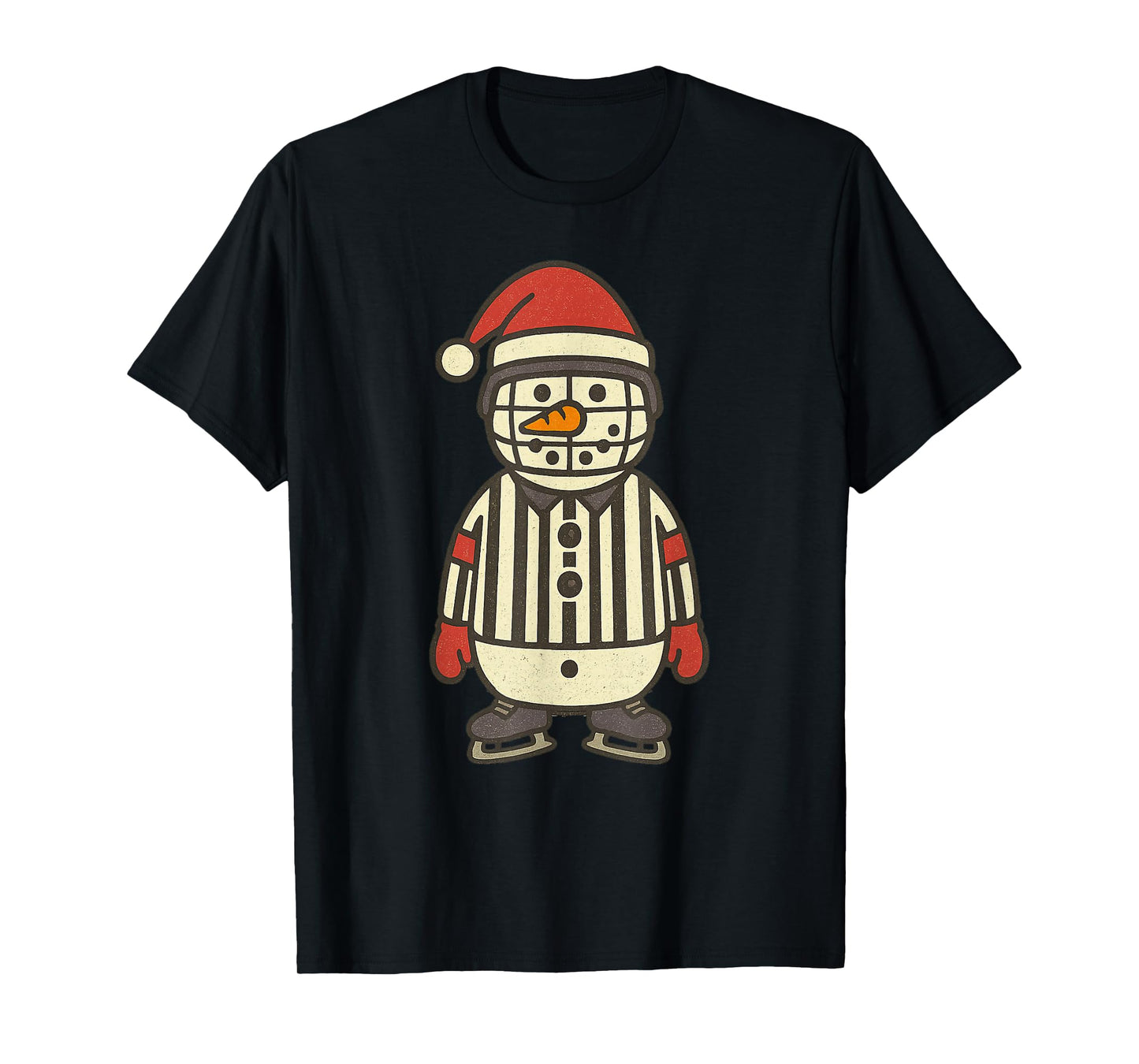 Snowman Referee Ice Hockey Christmas Vintage Funny Xmas T-Shirt