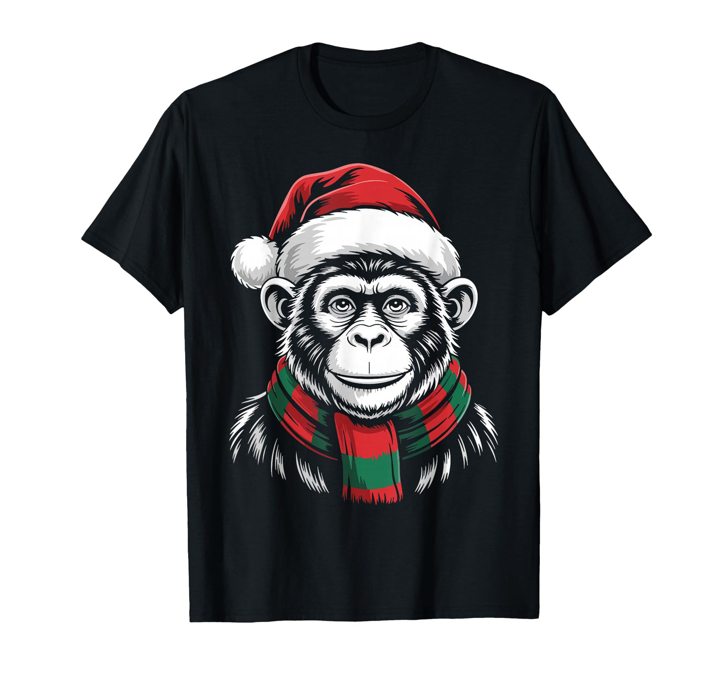 Ape Xmas Santa Hat Scarf Christmas Costume T-Shirt