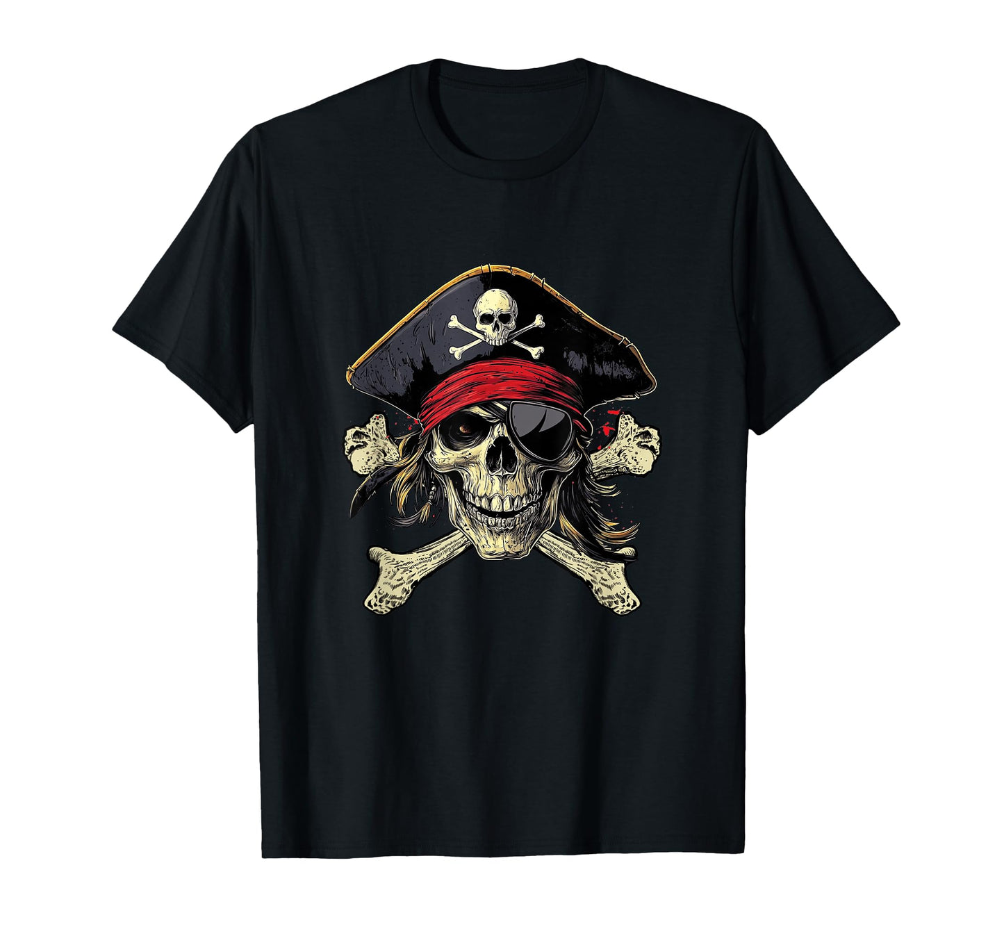 Pirate Skull Crossbones Halloween Costume Buccaneer Men Boy T-Shirt