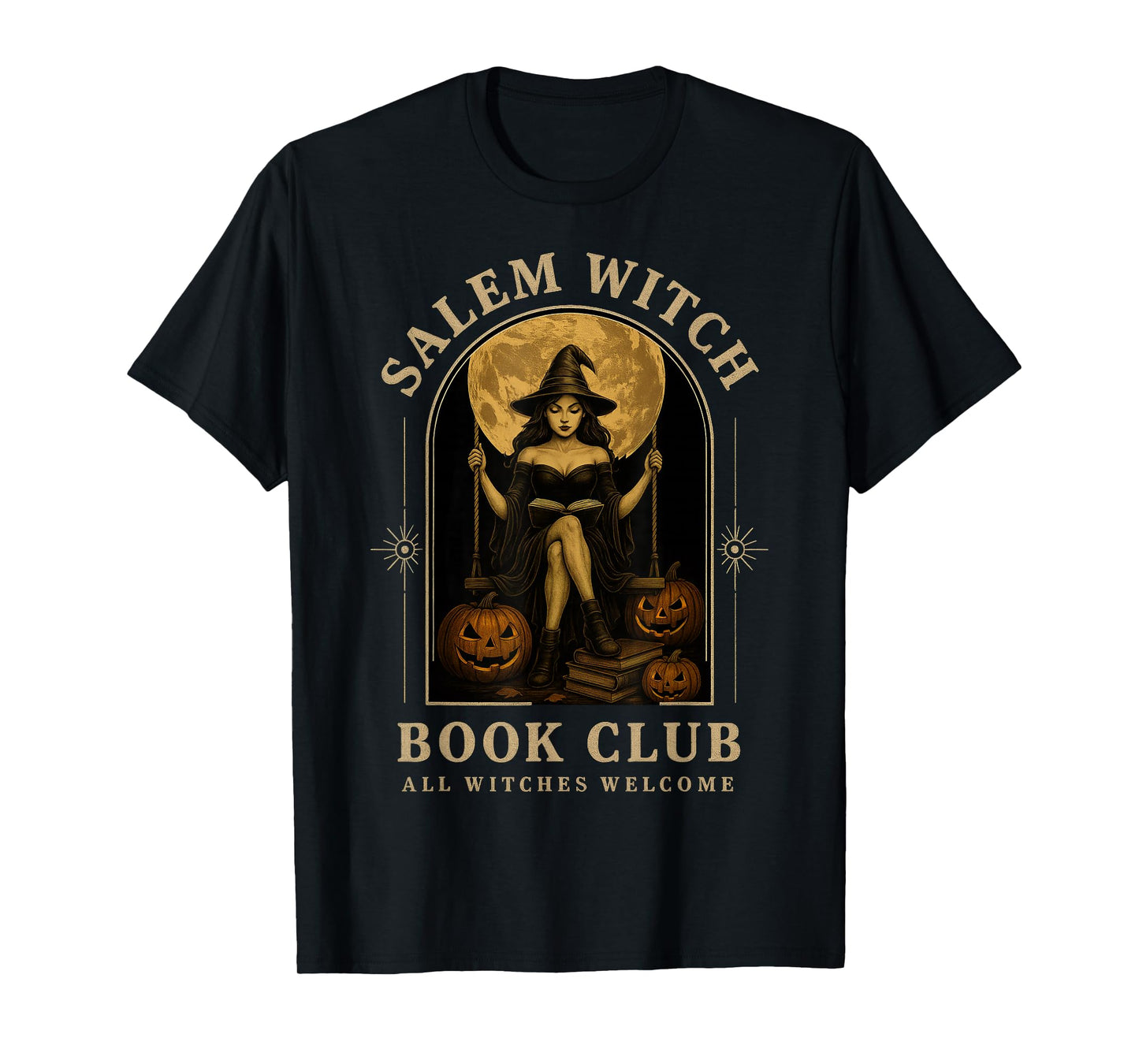 Salem Witch Book Club Bookish Halloween Full Moon Reader T-Shirt