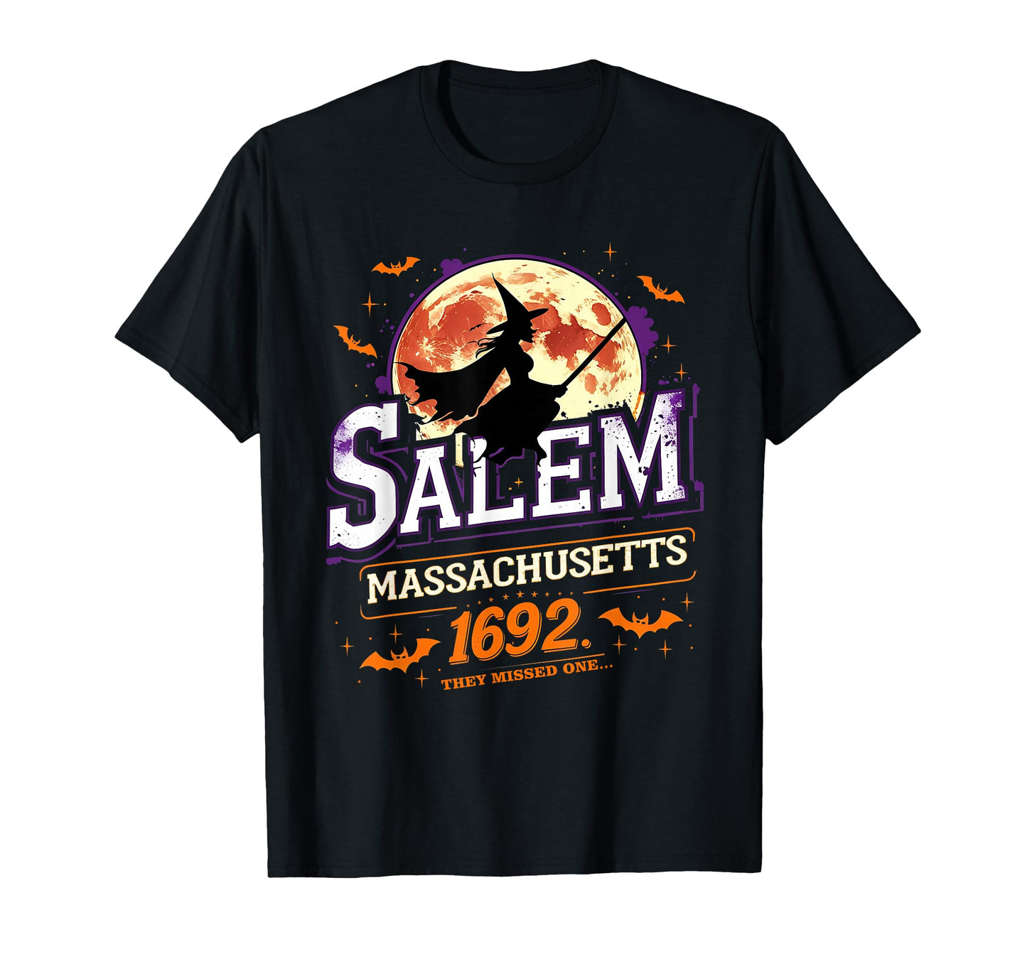 Salem 1692 Witch Retro Halloween Gothic Design T-Shirt