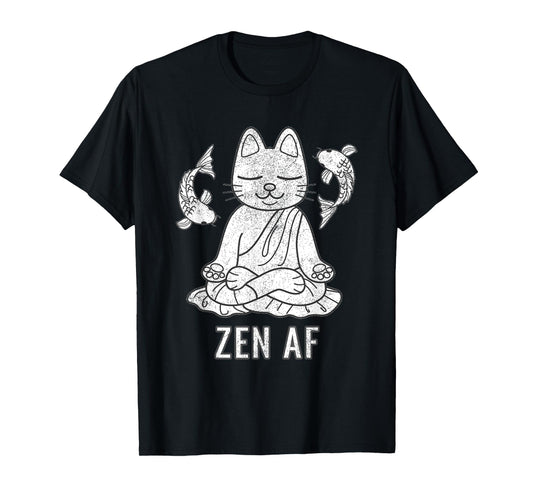 Zen AF Funny Meditating Cat Spiritual Yoga Gift For Women T-Shirt