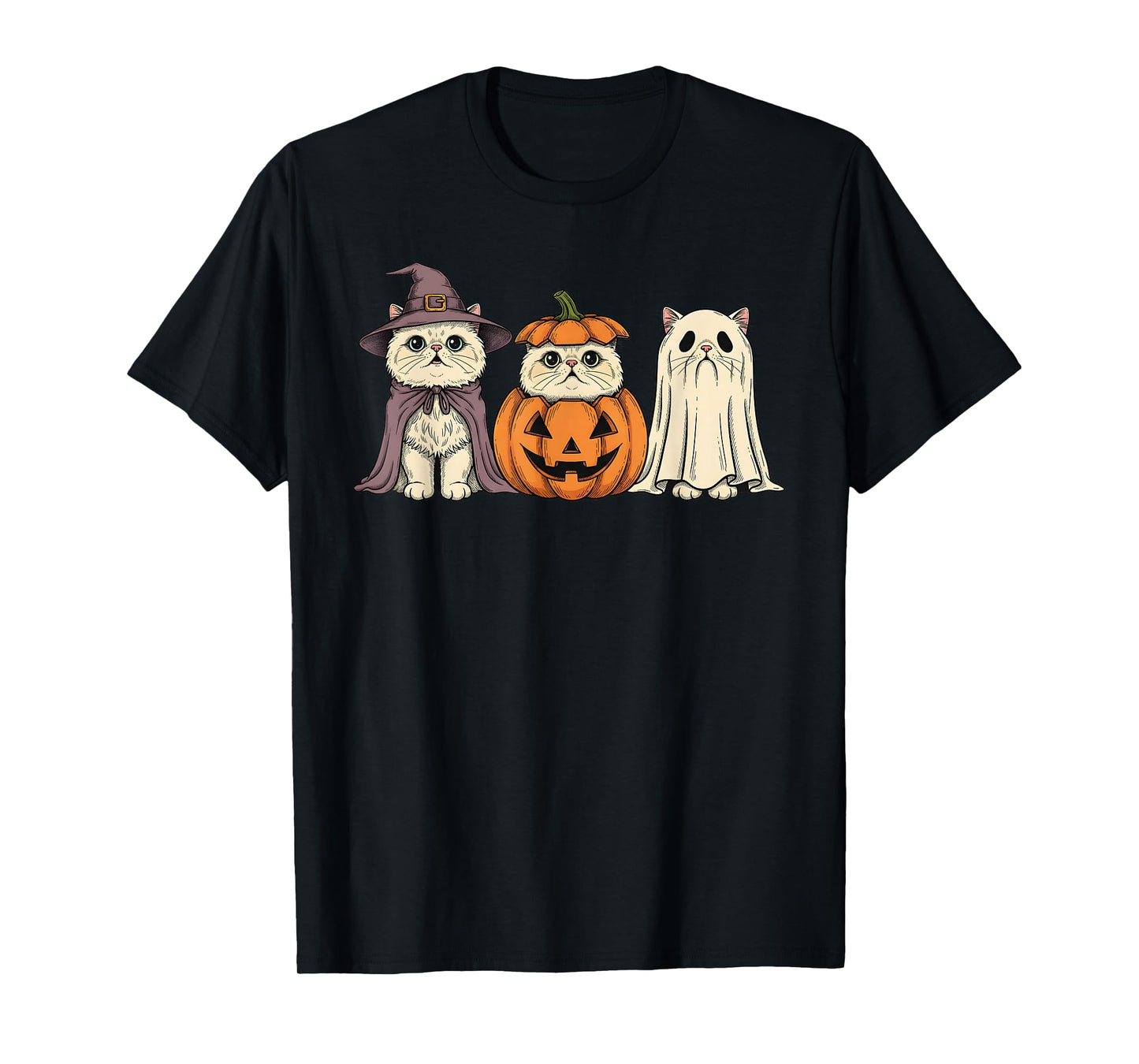 Spooky Ghost Persian Cat Lover Pumpkin Halloween T-Shirt
