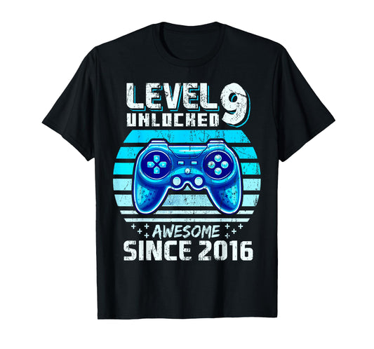 9th Birthday Boy Level 9 Gamer 9 Year Video Game Party T-Shirt