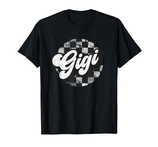 Funny Retro Checkered Gigi Race Vintage Matching Family T-Shirt