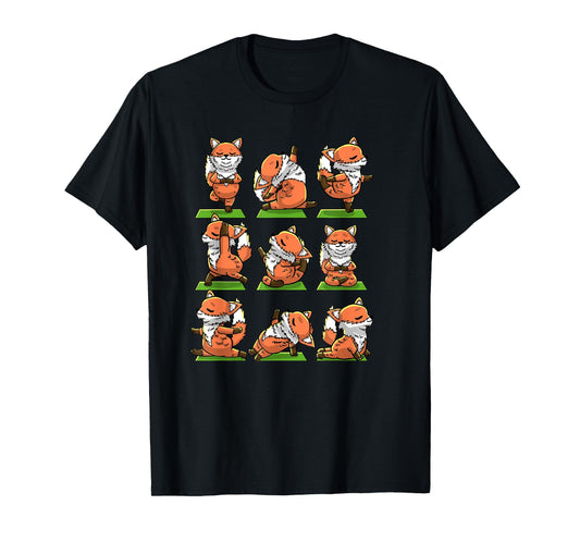 Yoga Foxes Pose Funny Meditation Exercise Animal Lover Gift T-Shirt