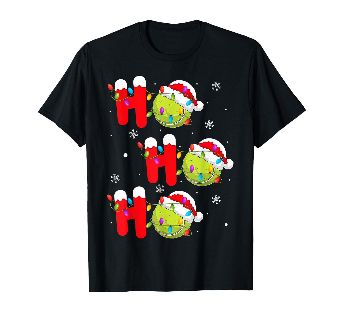 Tennis Ball Christmas Ho Ho Ho Santa Sports Player Xmas T-Shirt