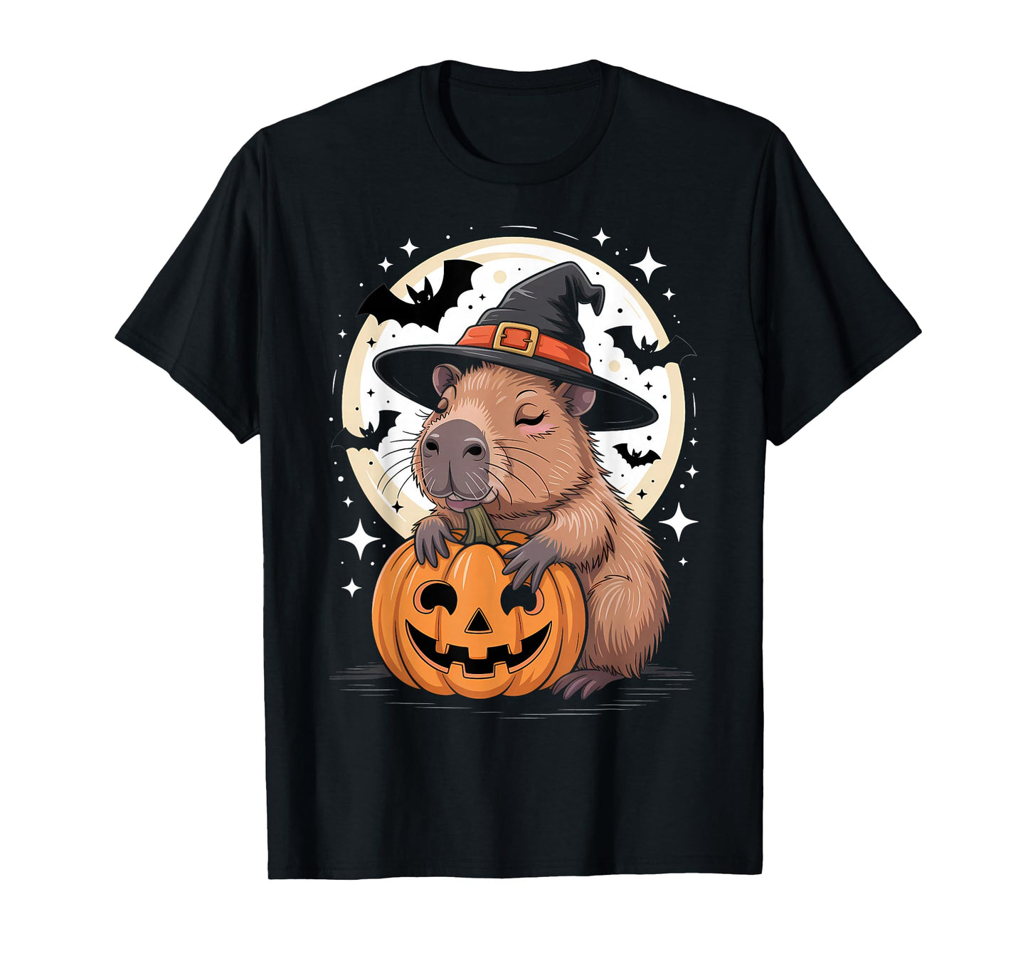 Halloween Capybara Witch Hat Pumpkin Spooky T-Shirt
