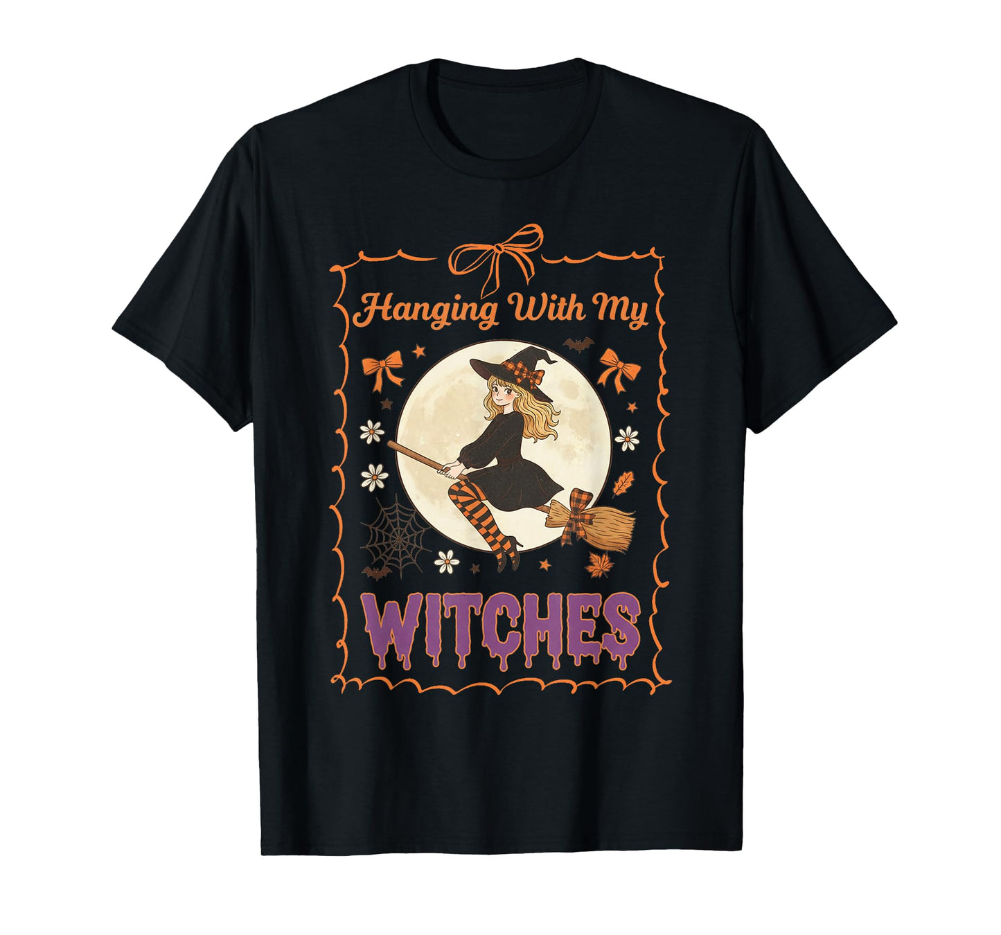 Halloween Cute Coquette Bow Hanging with My Witches T-Shirt