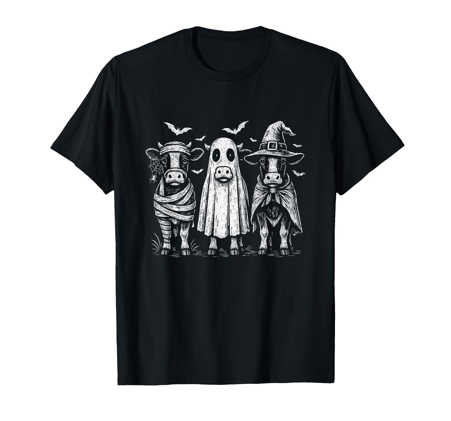 Funny Ghost Cow Halloween Cow Lover Cow Witch Spooky Season T-Shirt