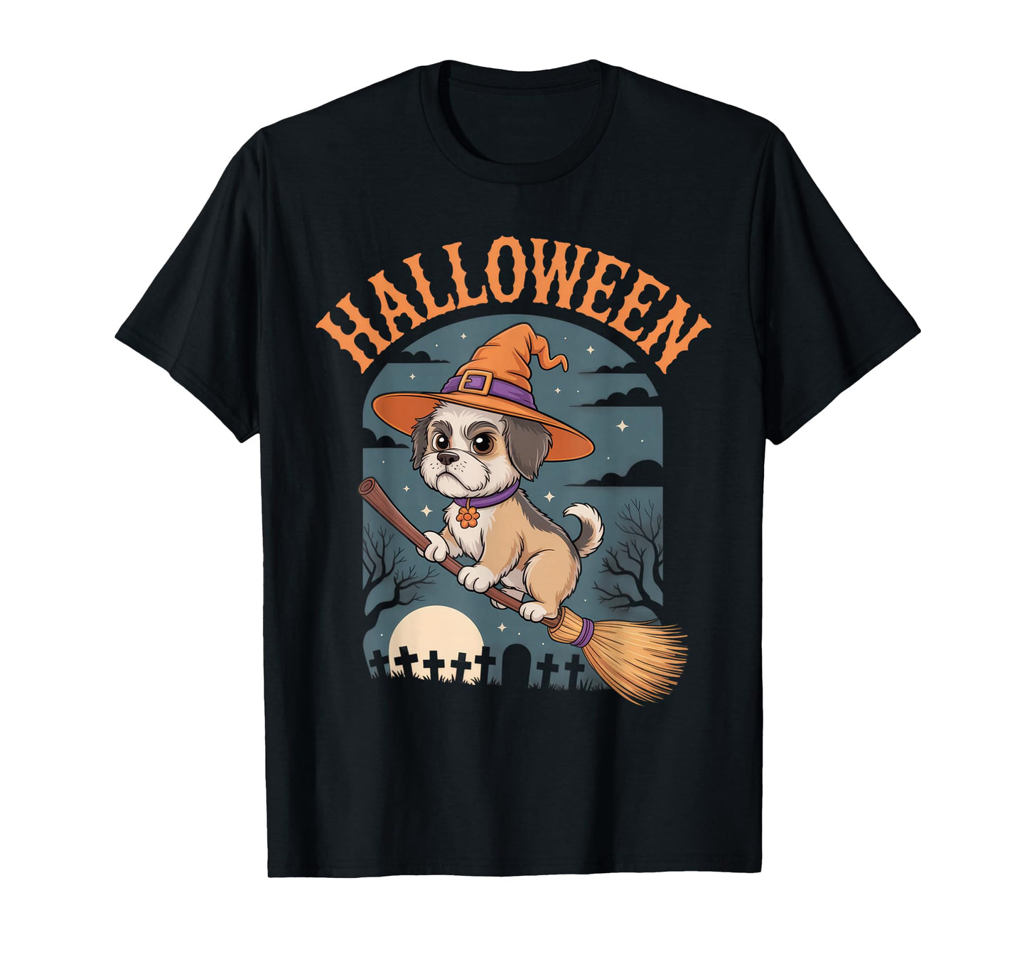 Halloween Dog Lover Witch Funny Pet Costume Spooky Party T-Shirt
