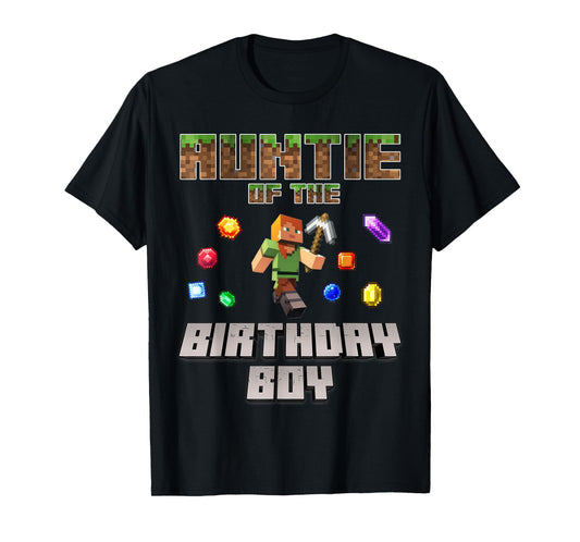 Auntie Of The Birthday Boy Video Gamer Pixel Number T-Shirt