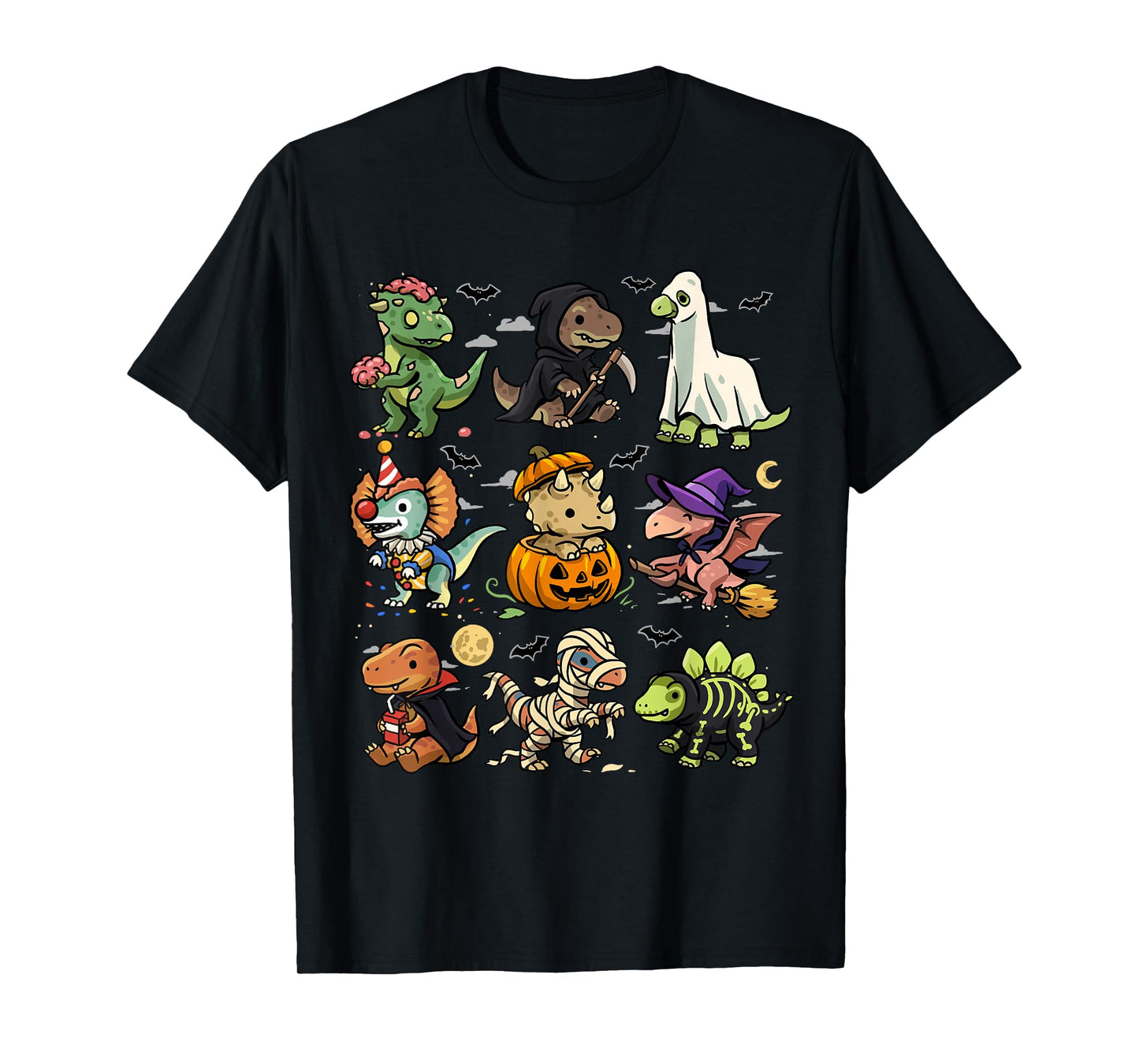 Spooky Dinosaurs Halloween Creepy Dinos Ghost Vampire Zombie T-Shirt