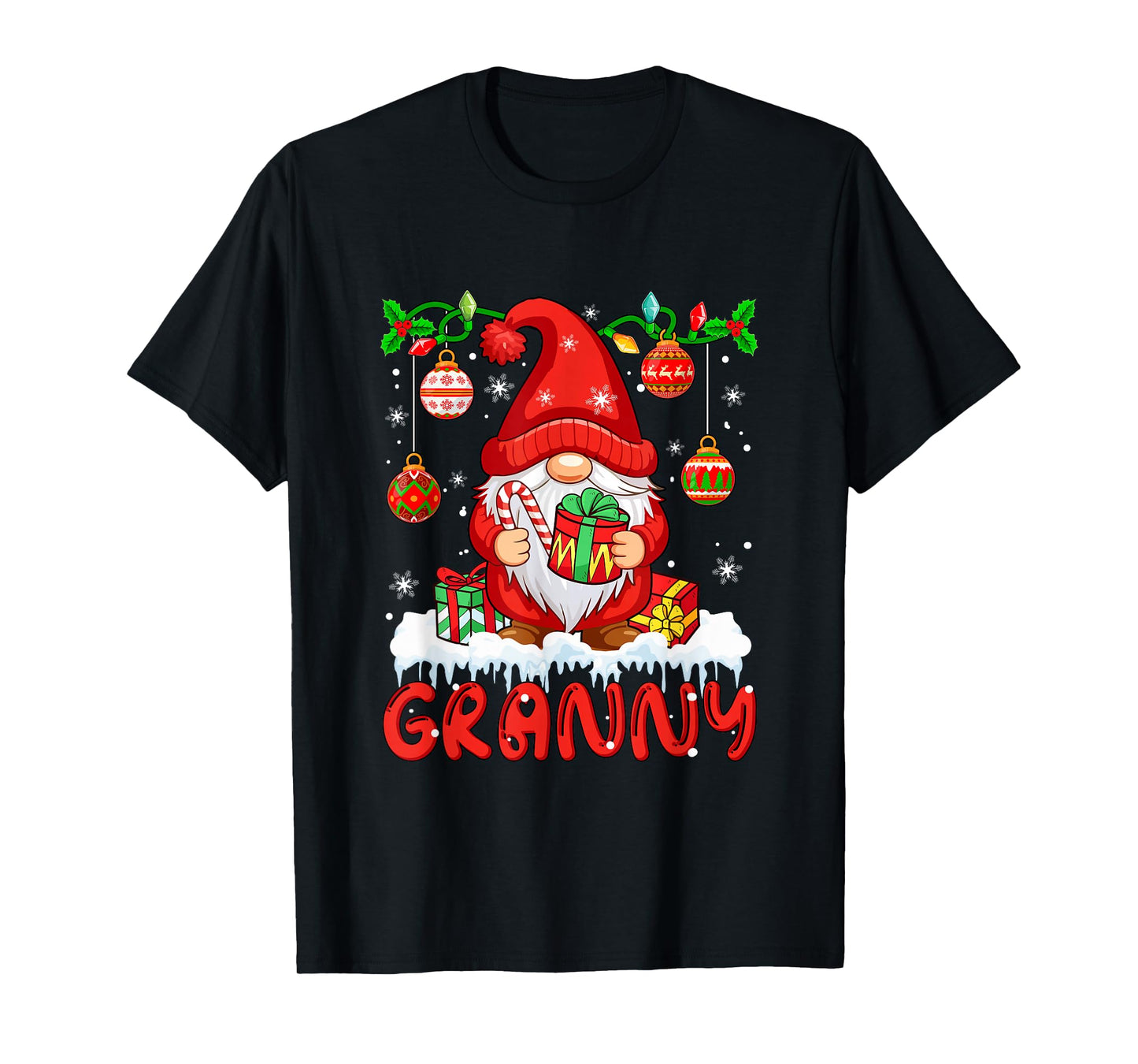 Granny Christmas Gnome Colorful Lights Matching Family Group T-Shirt