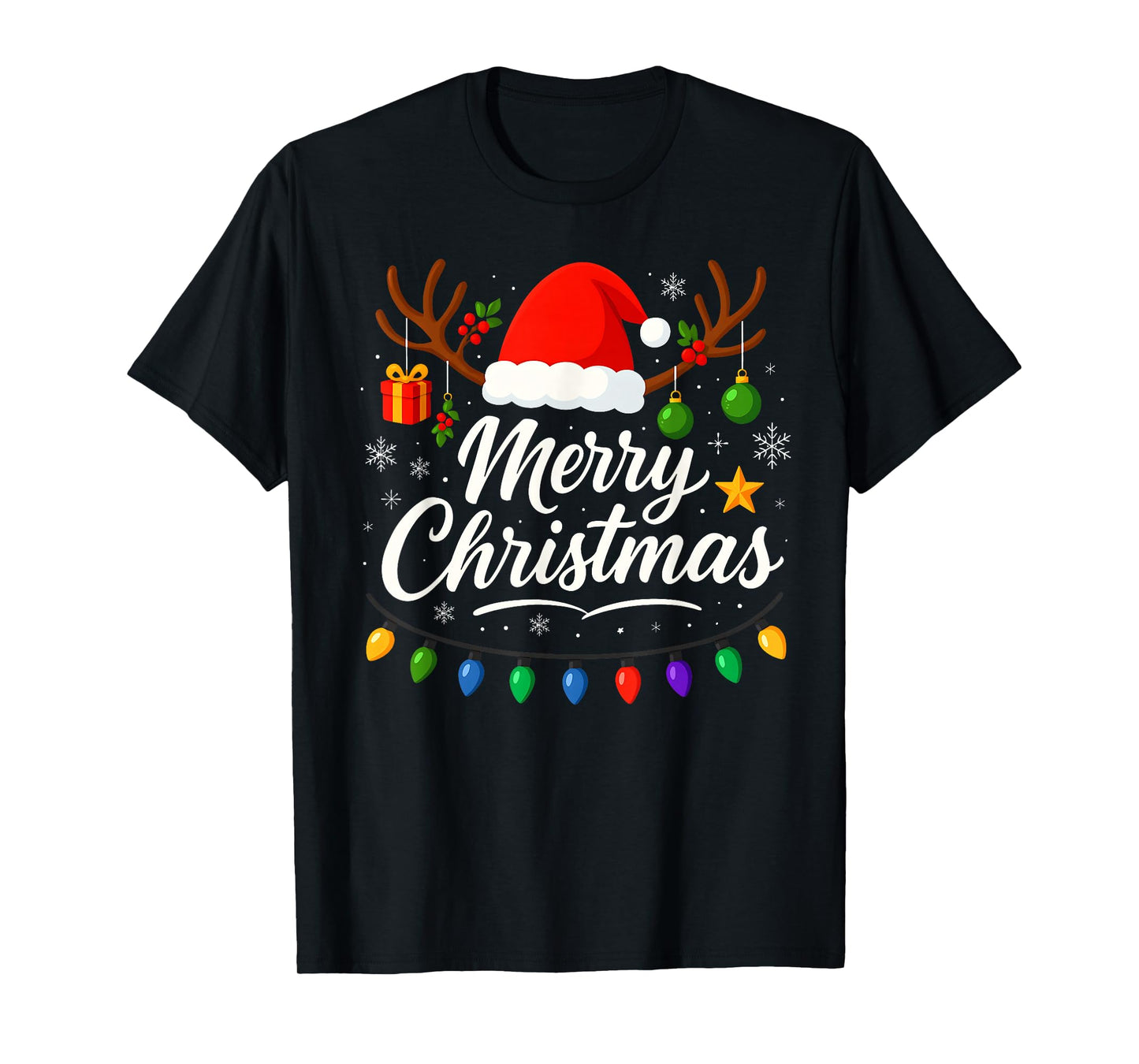 Family Merry Christmas Red Santa Hat Reindeer Xmas Men Women T-Shirt