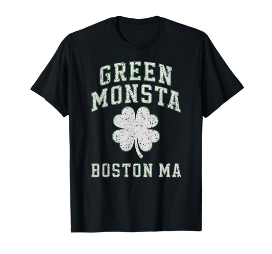 The Green Monsta Boston Irish Pride Distressed Clover T-Shirt