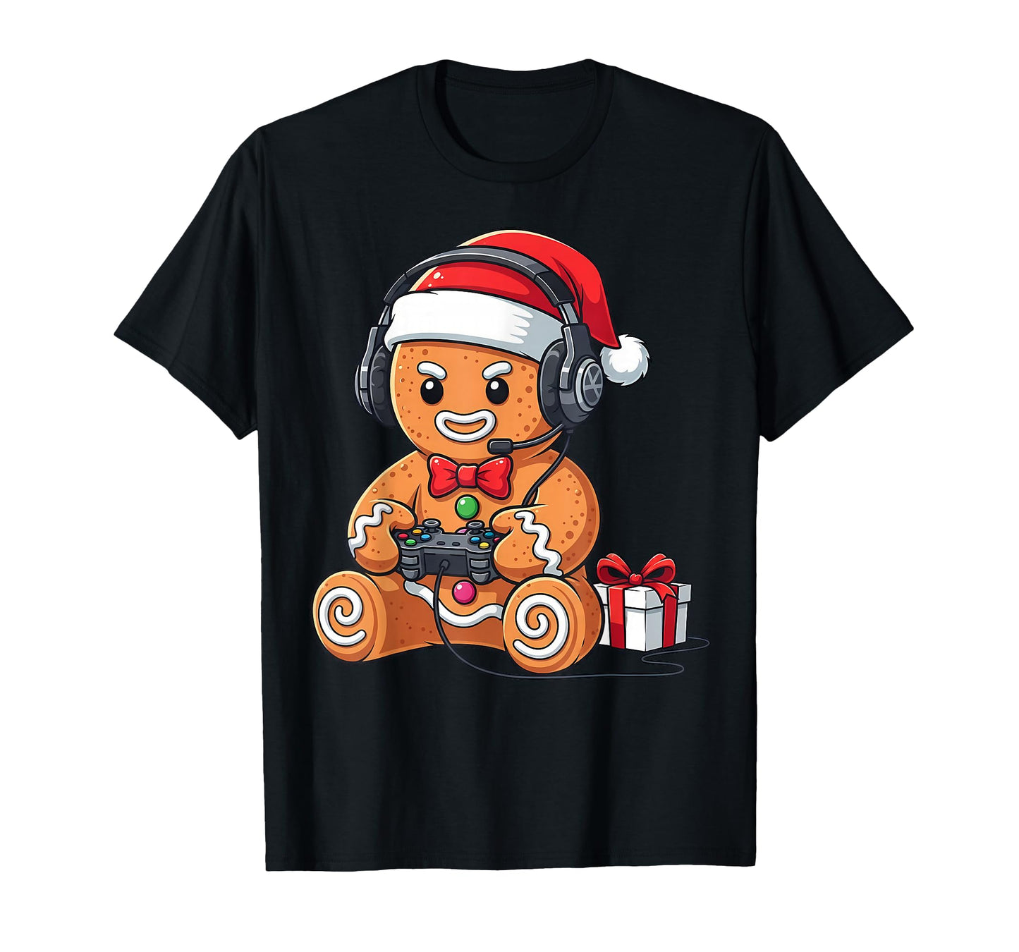 Christmas Gingerbread Video Gamer Xmas Gaming Lovers Funny T-Shirt