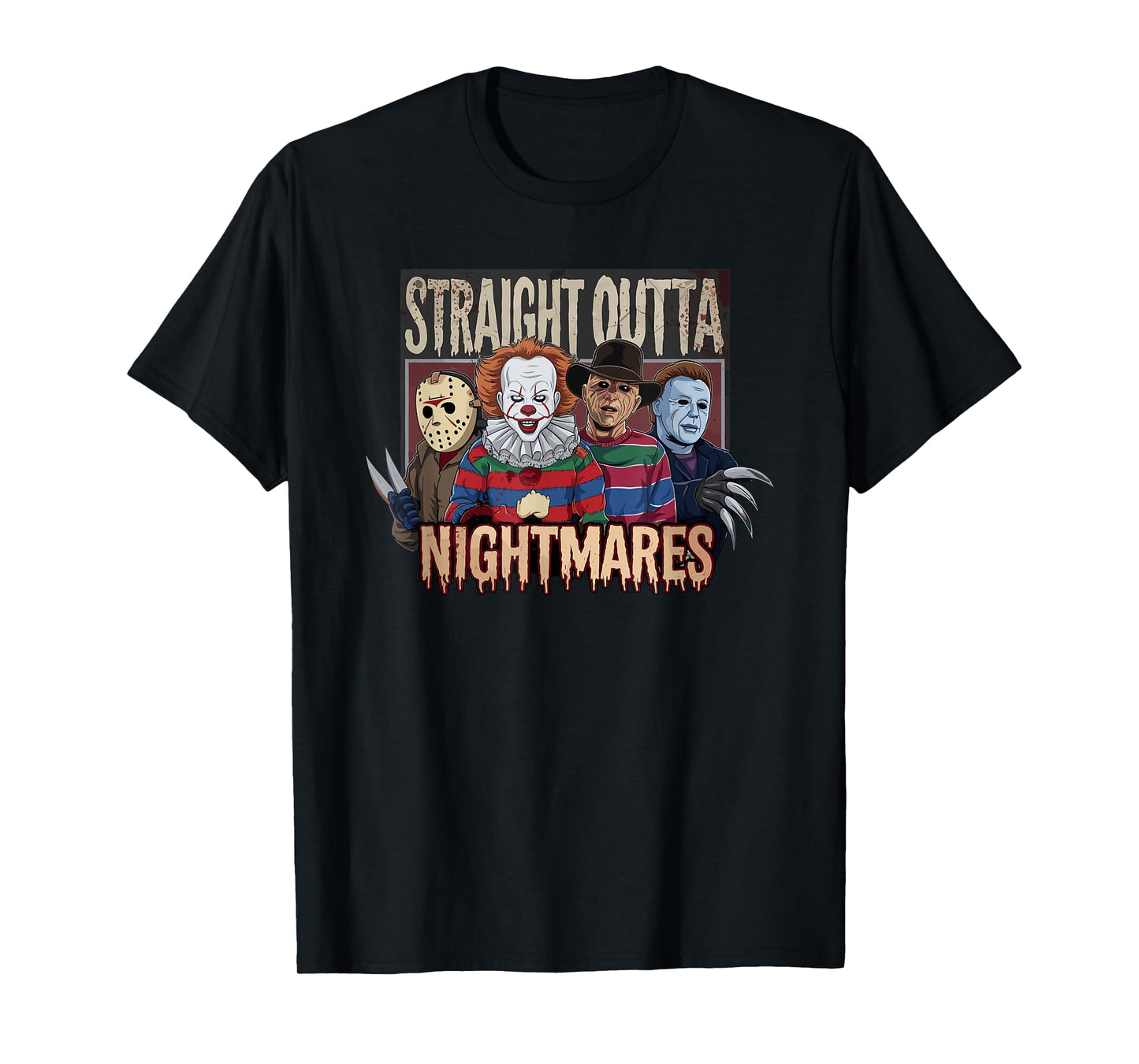 Vintage Horror Halloween Scary Straight Outta Nightmares T-Shirt