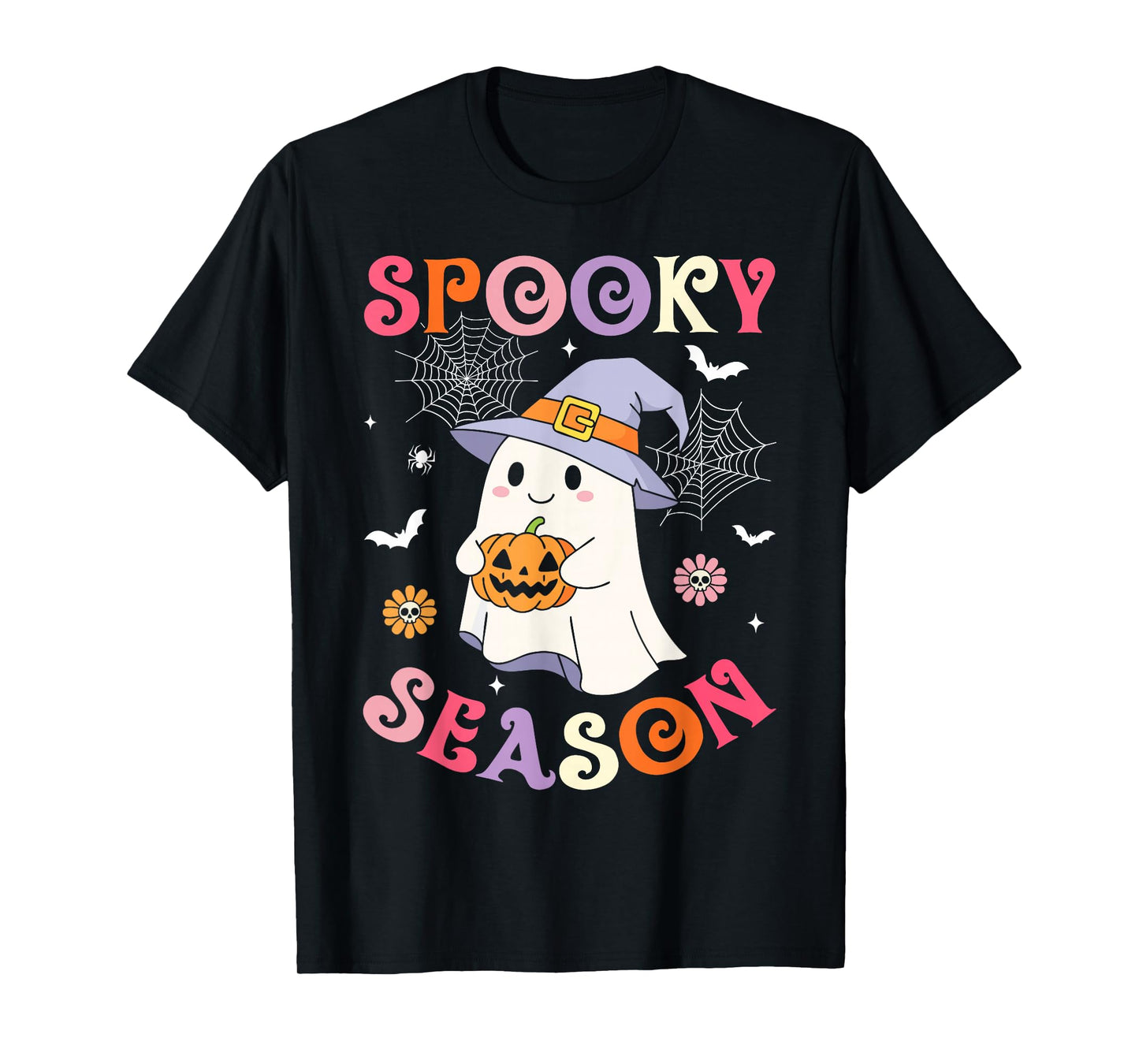 Spooky Season Happy Halloween Retro Ghost Spooky Women Girls T-Shirt