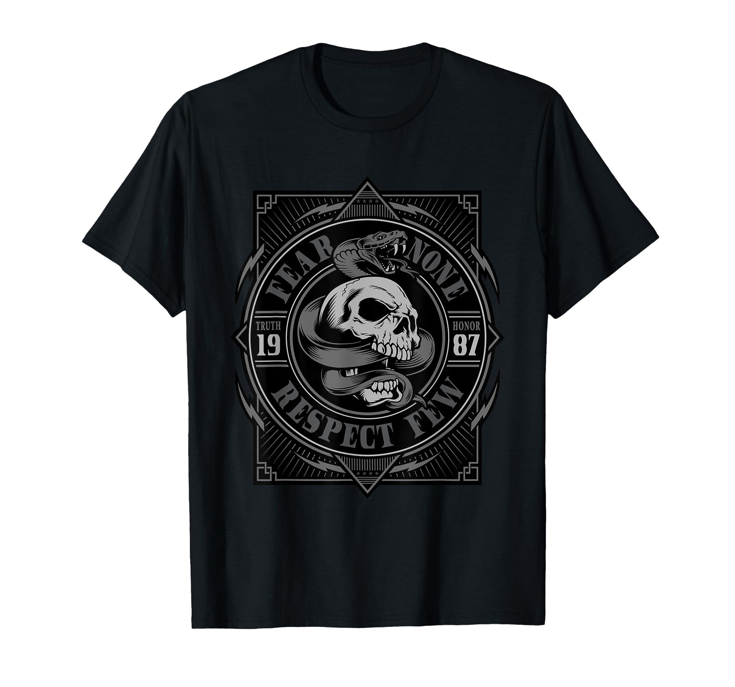 Biker Shirt, T-Shirt, Skull, fear none, respect few, men T-Shirt