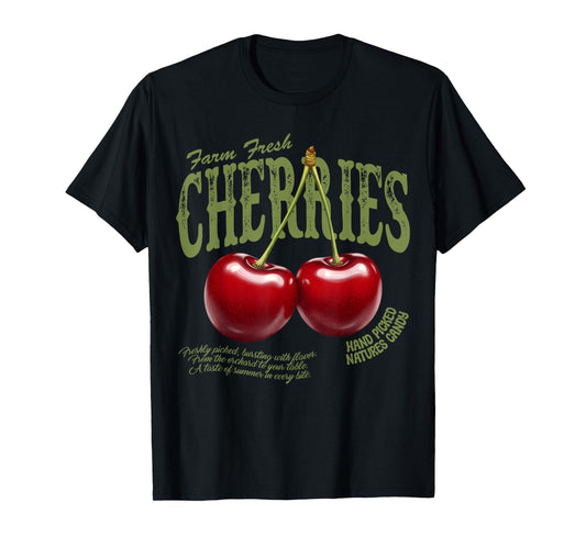 Farm Fresh Cherries Retro Farmer Market Summer Cherry Lover T-Shirt