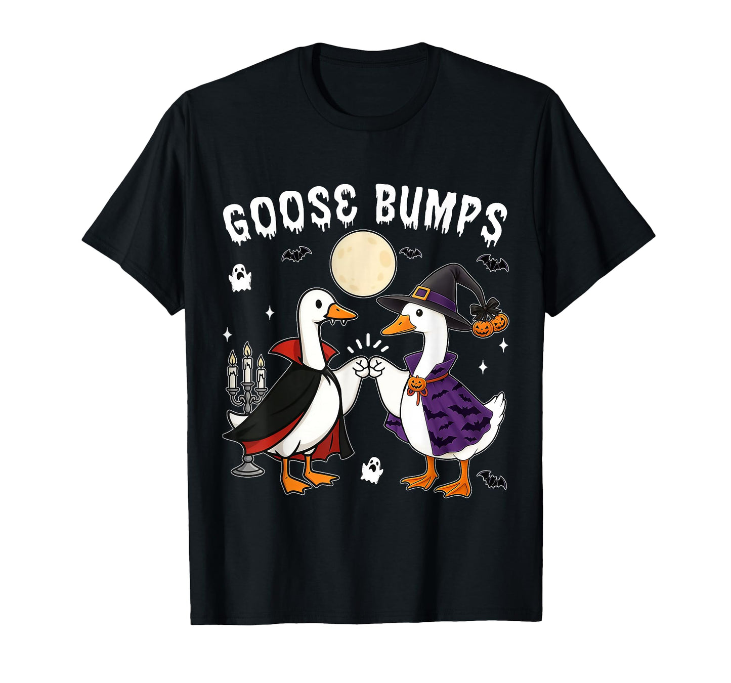 Retro Goose Bumps Funny Halloween Witches Goose Fist Bump T-Shirt
