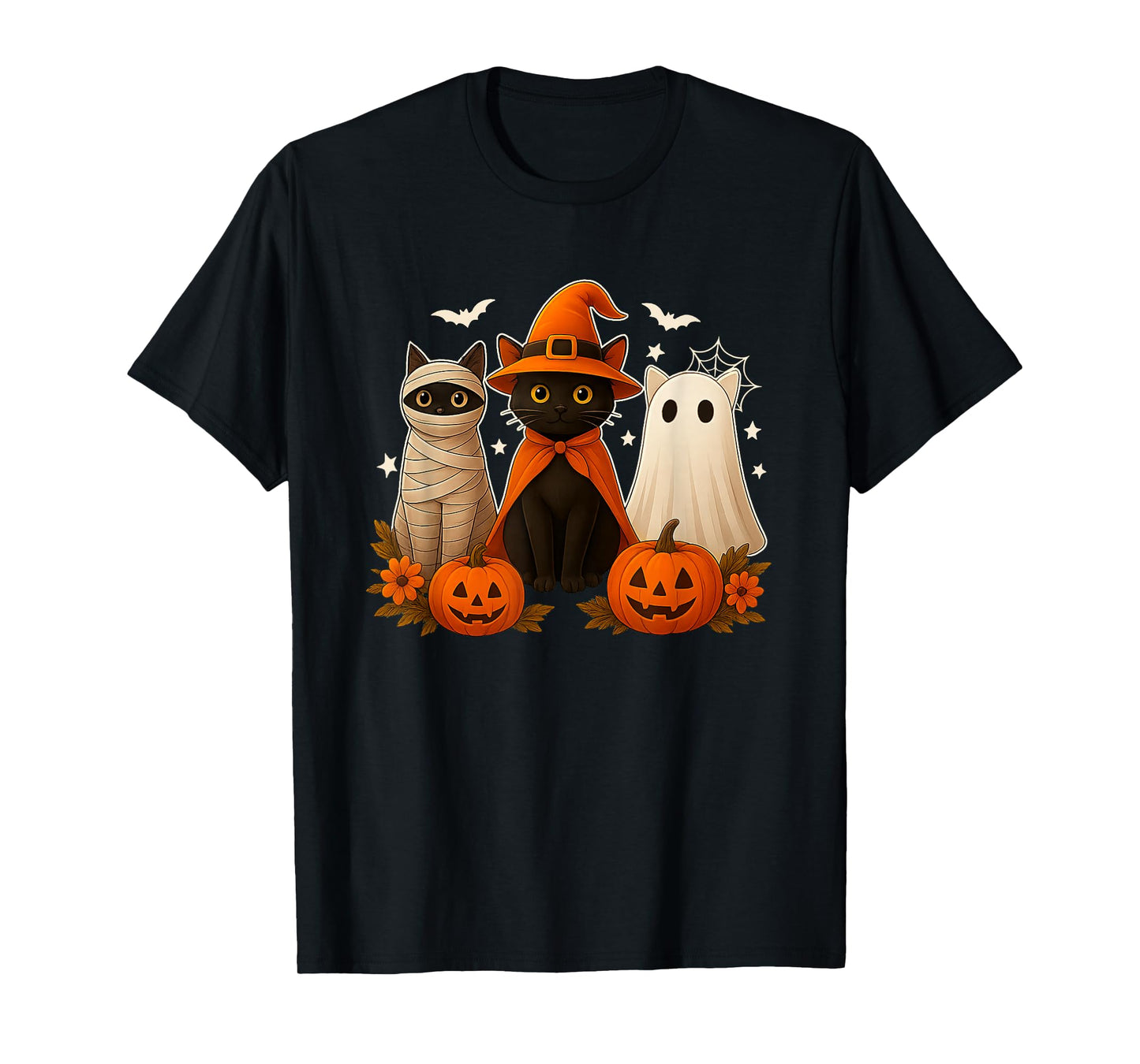 Halloween Black Cat Witch Scary Pumpkin Women Men Kids T-Shirt