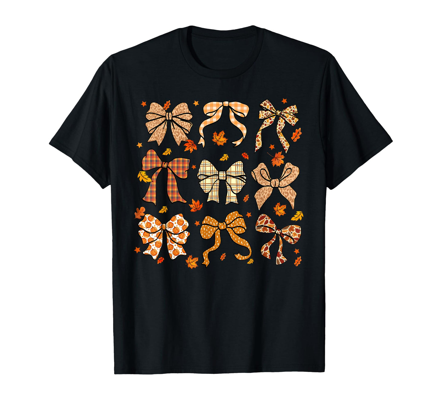 Fall Coquette Bow Fall Pumpkin Thanksgiving Women Girl T-Shirt