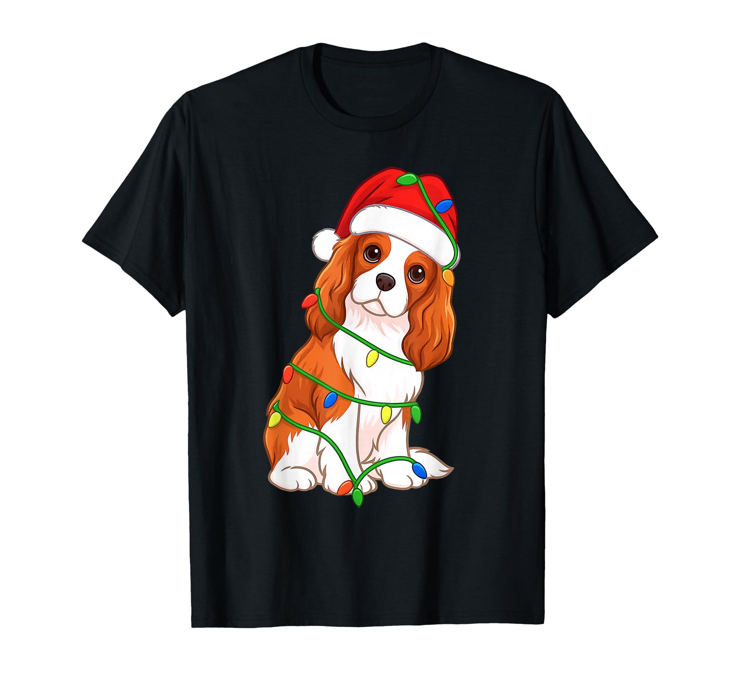 Cavalier King Charles Spaniel Christmas Tree Lights Holiday T-Shirt